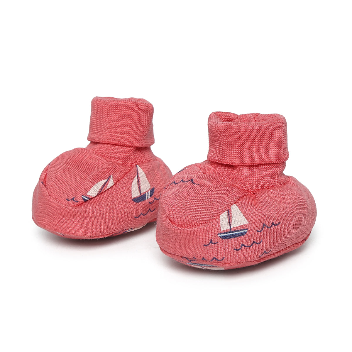 Baby Unisex Pink and Navy Blue Nautical Printed Booties Pack of 2 Casual Footwear