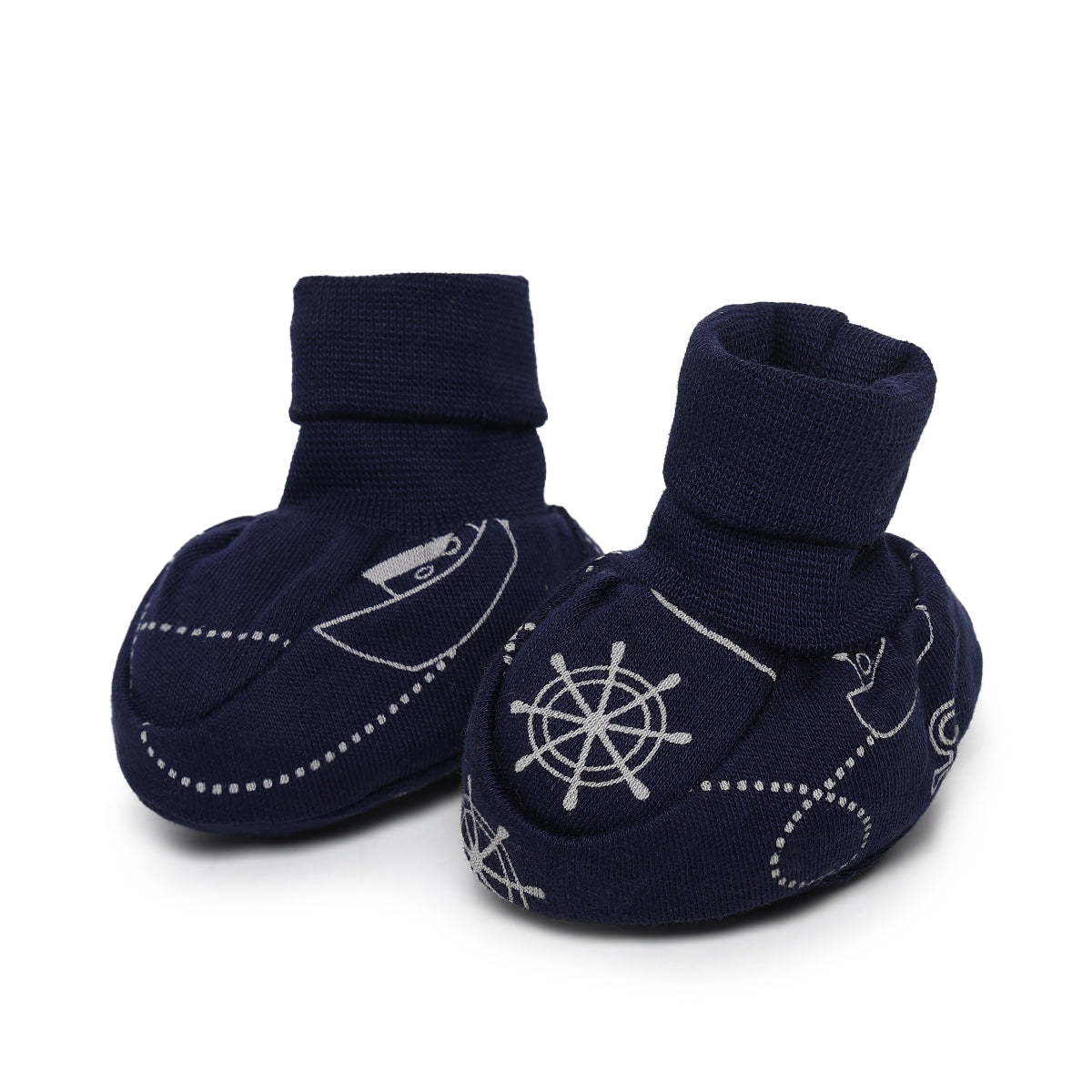 Baby Unisex Pink and Navy Blue Nautical Printed Booties Pack of 2 Casual Footwear