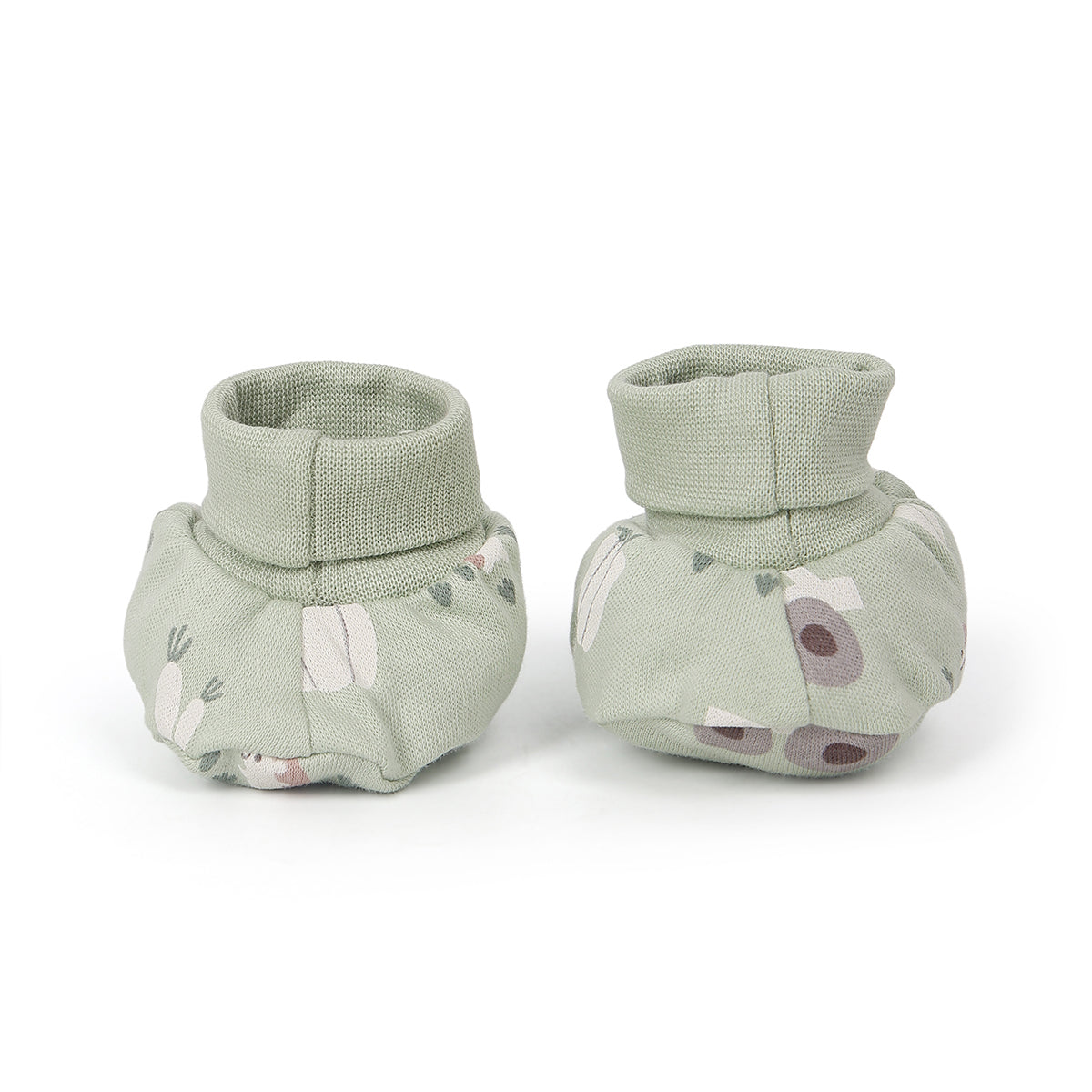 Baby Unisex Tractor Print And Vegetable Print Booties Pack Of 2, White And Mint Green