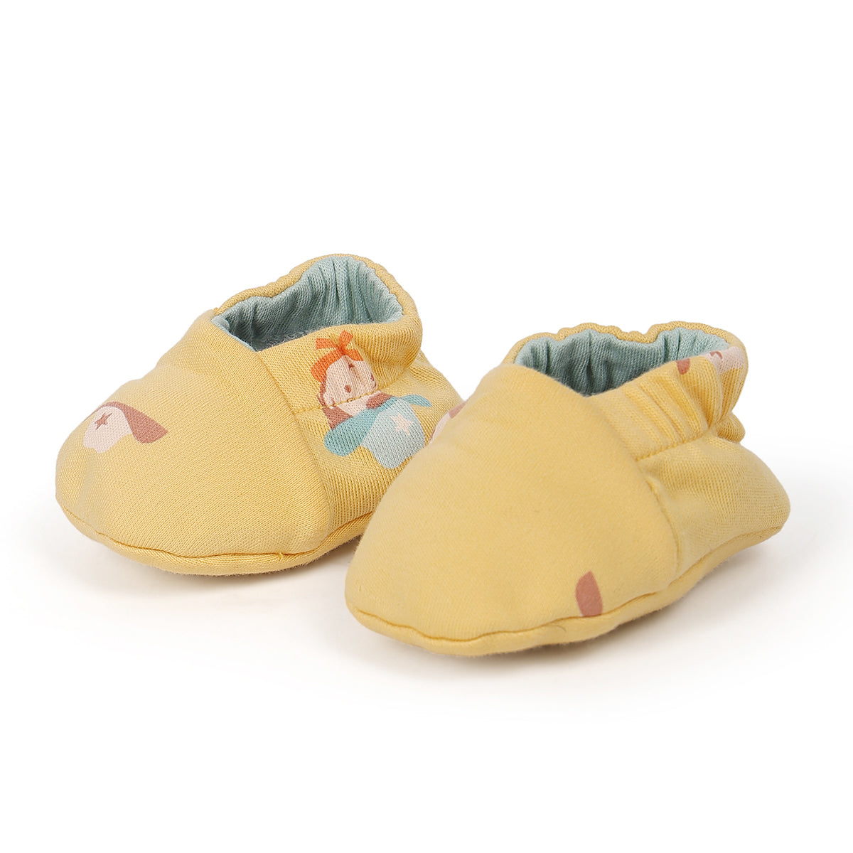 Baby Unisex Reversible Printed Booties Yellow And Mint Green