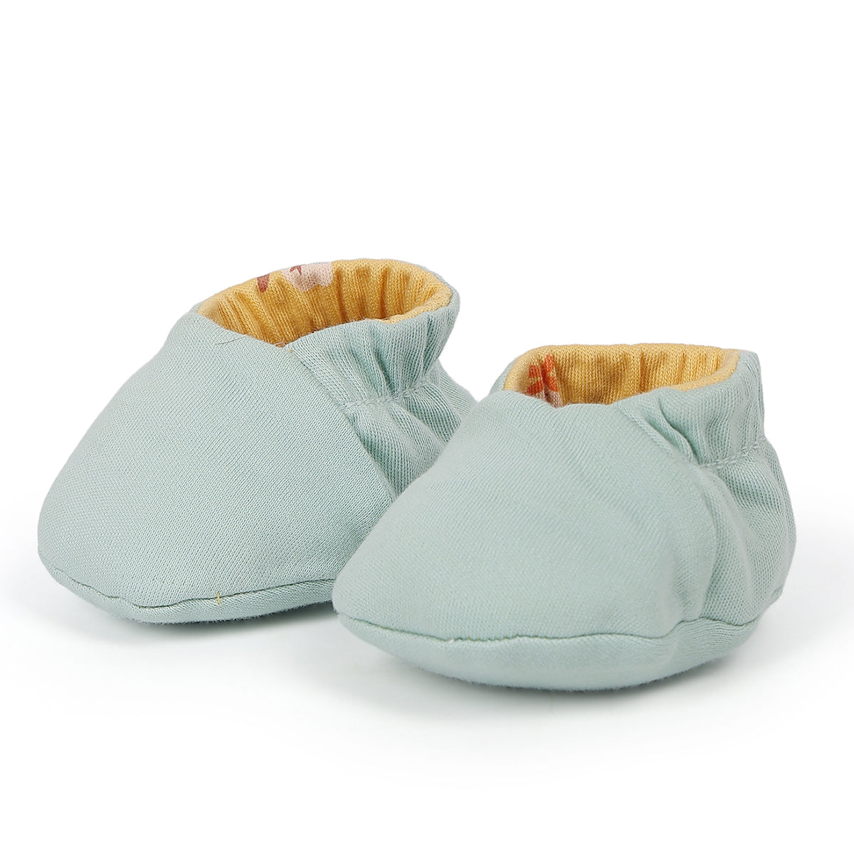 Baby Unisex Reversible Printed Booties Yellow And Mint Green