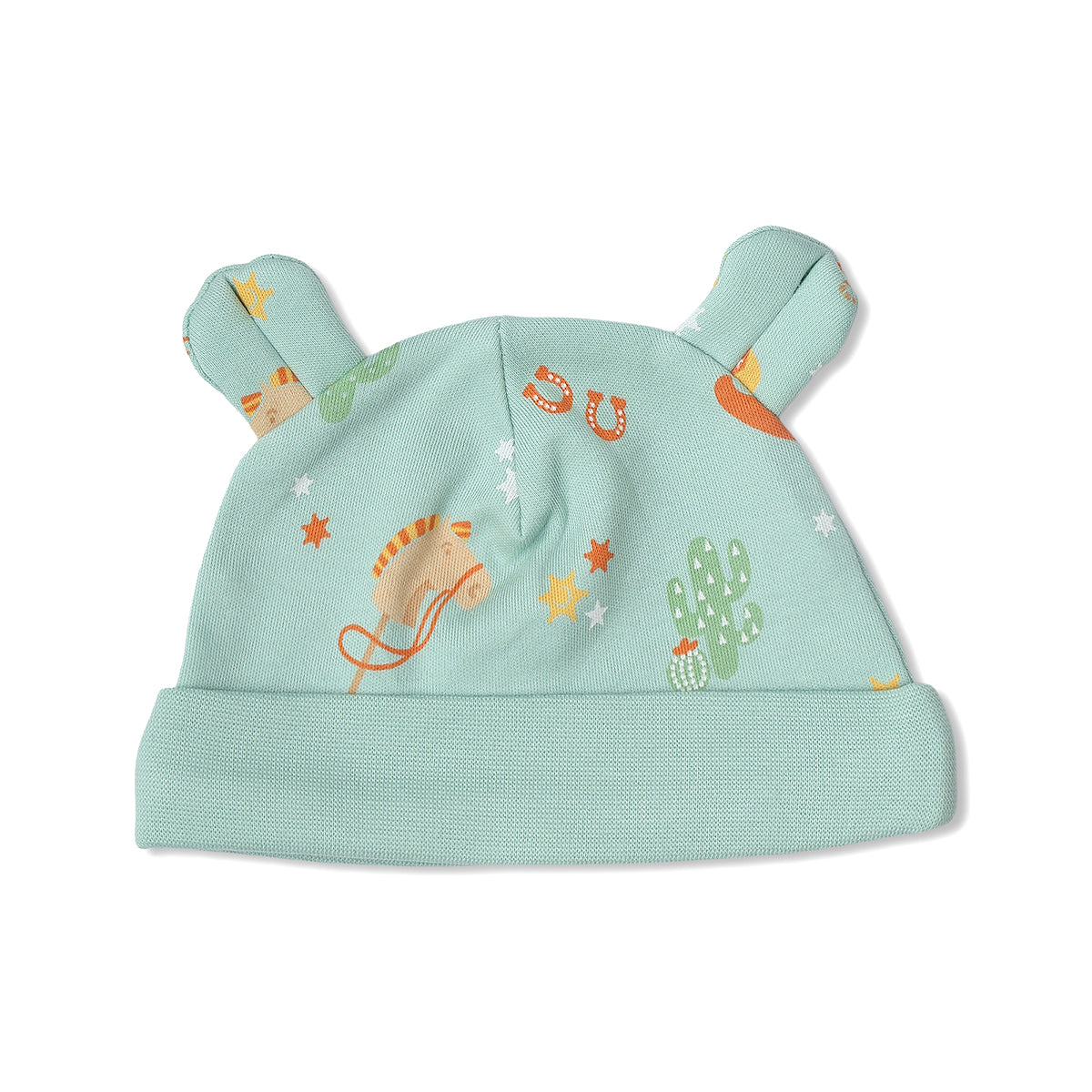 Baby Boys Printed Cap With Ear Detail Pack Of 2, Yellow And Green