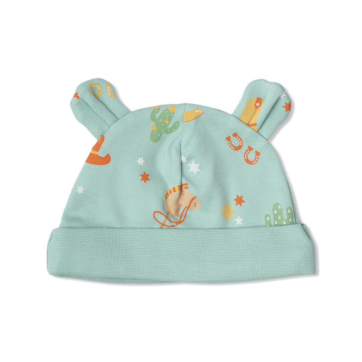 Baby Boys Printed Cap With Ear Detail Pack Of 2, Yellow And Green