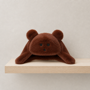 Baby Unisex Brown Plush Bear Face Cap With Ear Flaps Regular Fit Casual Wear