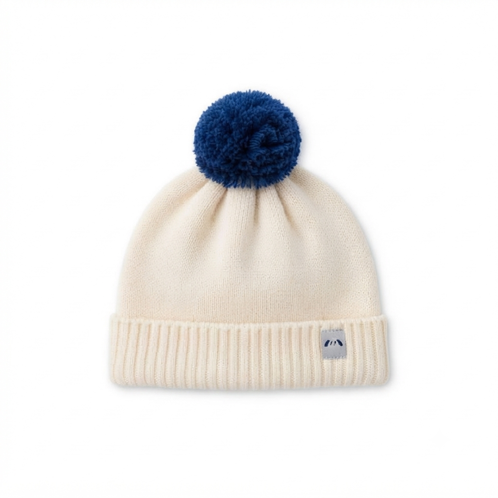 Baby Girls White Acrylic Knitted Cap Regular Fit Winter Wear