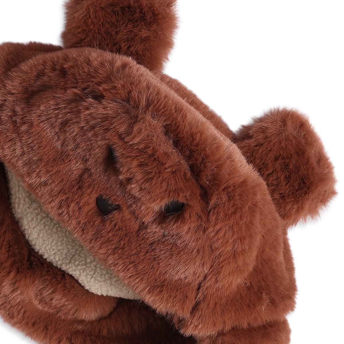 Baby Unisex Brown Polyester Bear Ear Flap Hat Soft Plush Winter Wear
