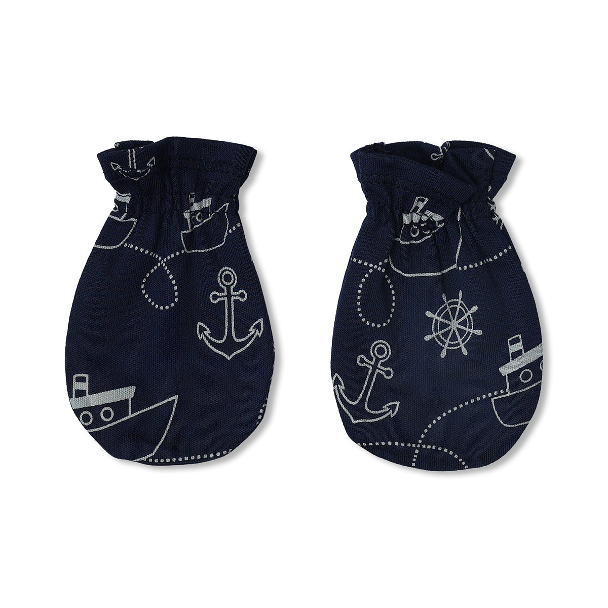 Baby Unisex Sailboat Print And Nautical Print Mittens Pack Of 2, Pink And Navy Blue