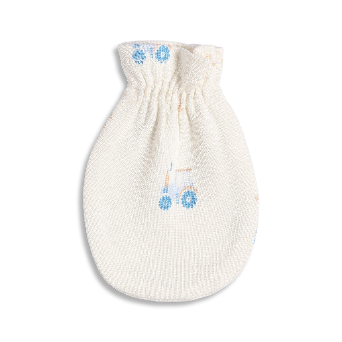 Baby Unisex Tractor Print And Farm Print Mittens Pack Of 2, Off White And Light Green
