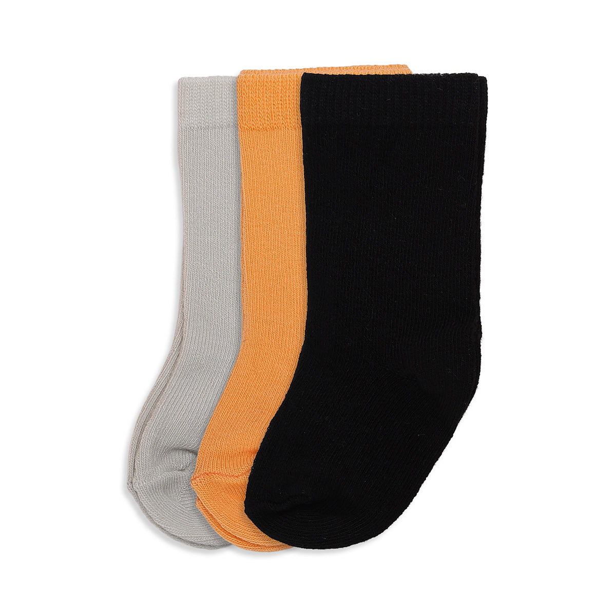 Baby Boys Grey Orange And Black Cotton Socks