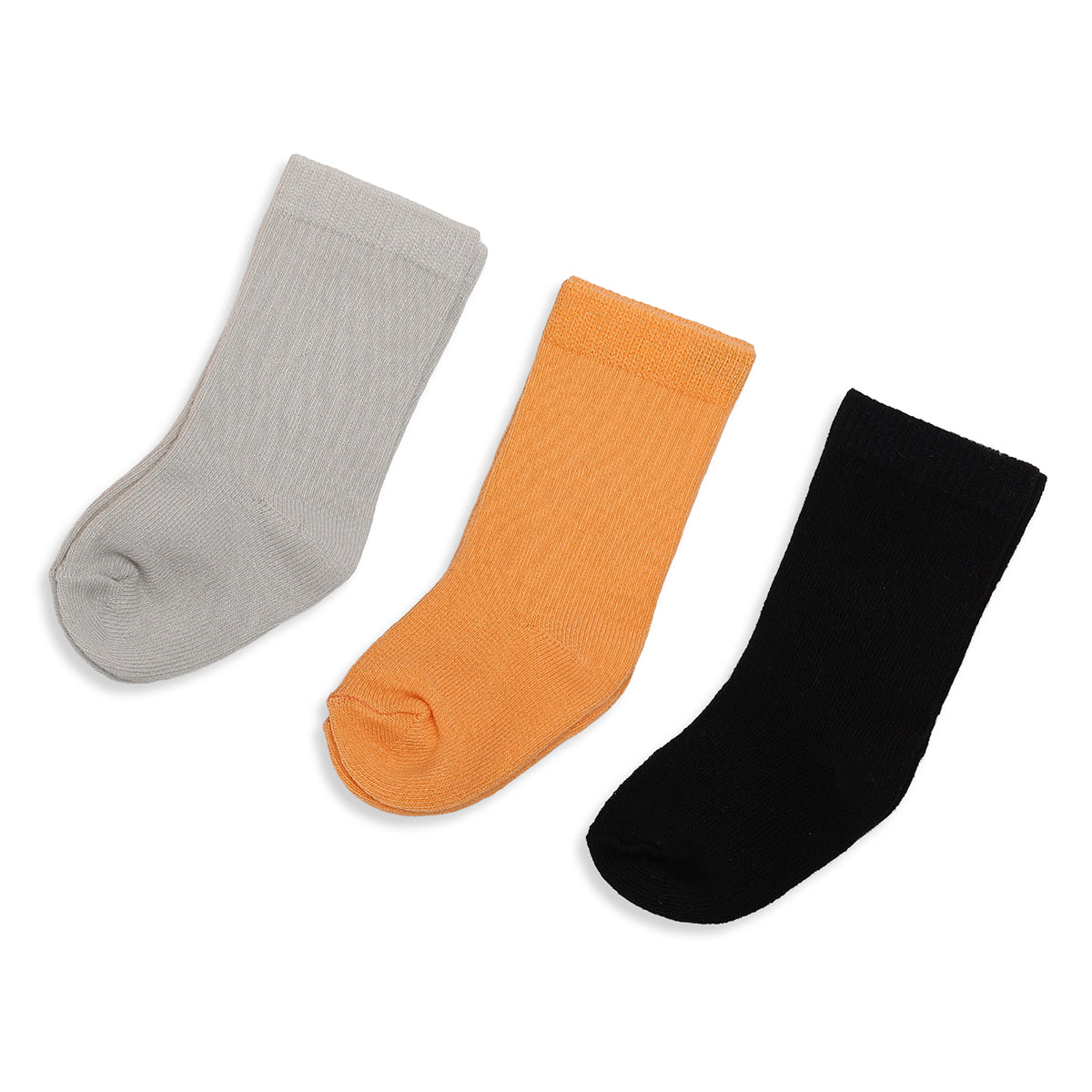 Baby Boys Grey Orange And Black Cotton Socks