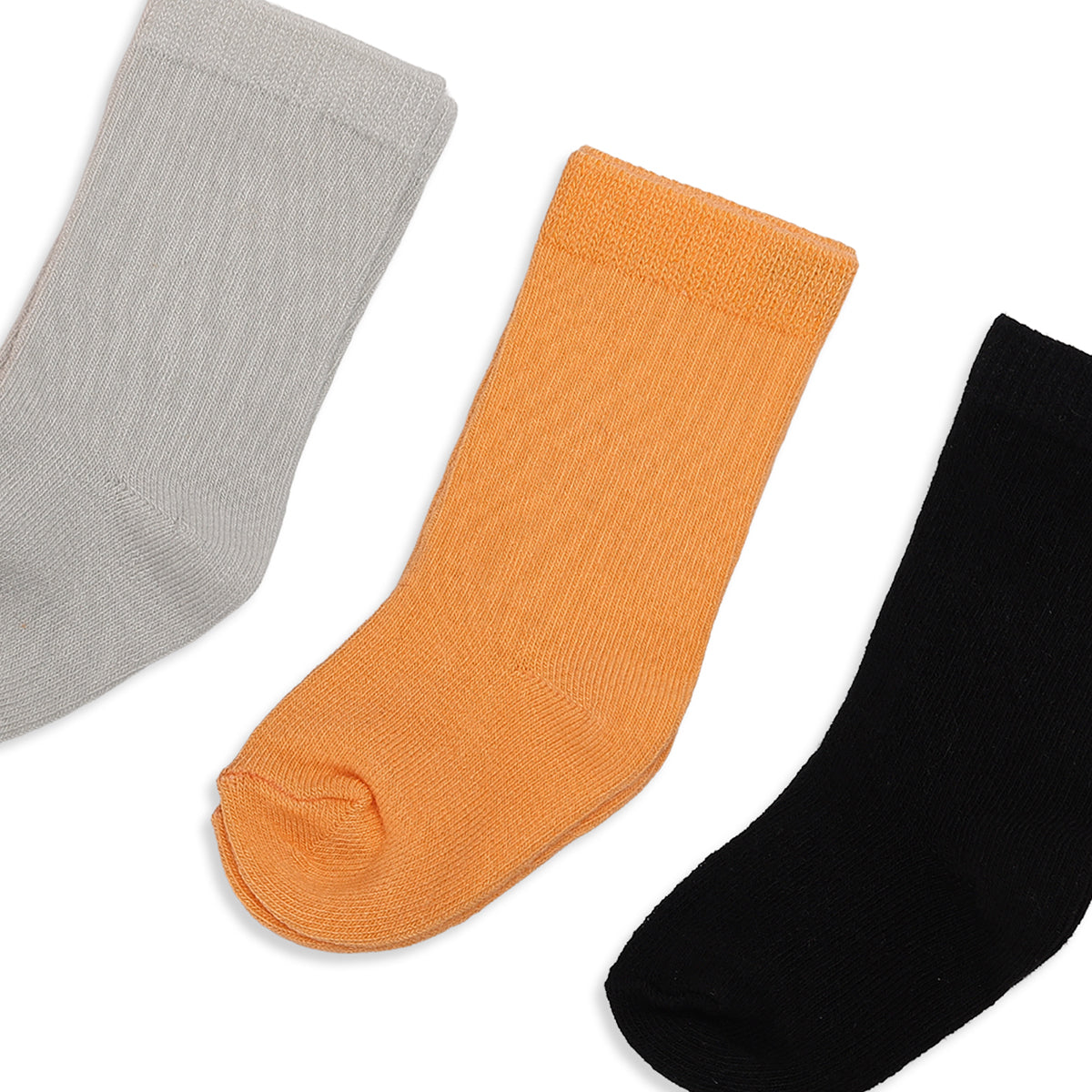 Baby Boys Grey Orange And Black Cotton Socks