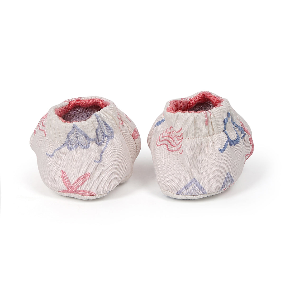 Baby Girls Printed And Solid Reversible Booties Pack Of 1, Peach And White