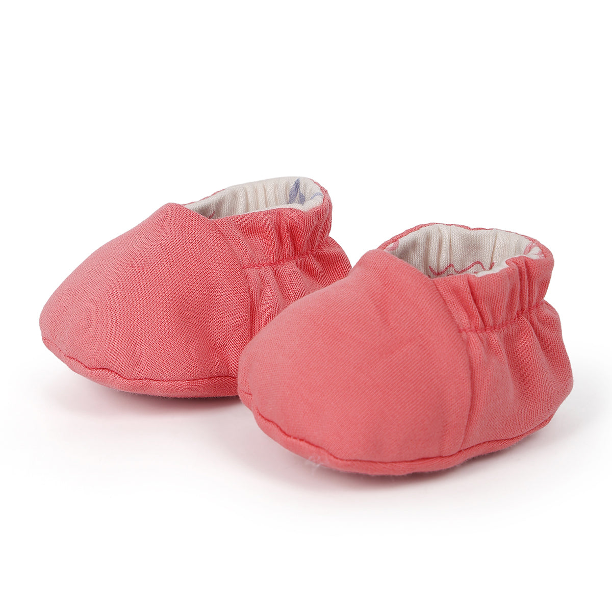 Baby Girls Printed And Solid Reversible Booties Pack Of 1, Peach And White