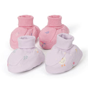 Baby Girls Floral And Swan Motif Booties Pack Of 2, Pink And Lavender