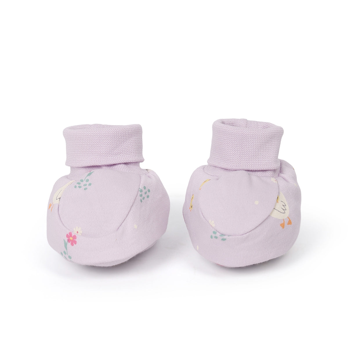 Baby Girls Floral And Swan Motif Booties Pack Of 2, Pink And Lavender