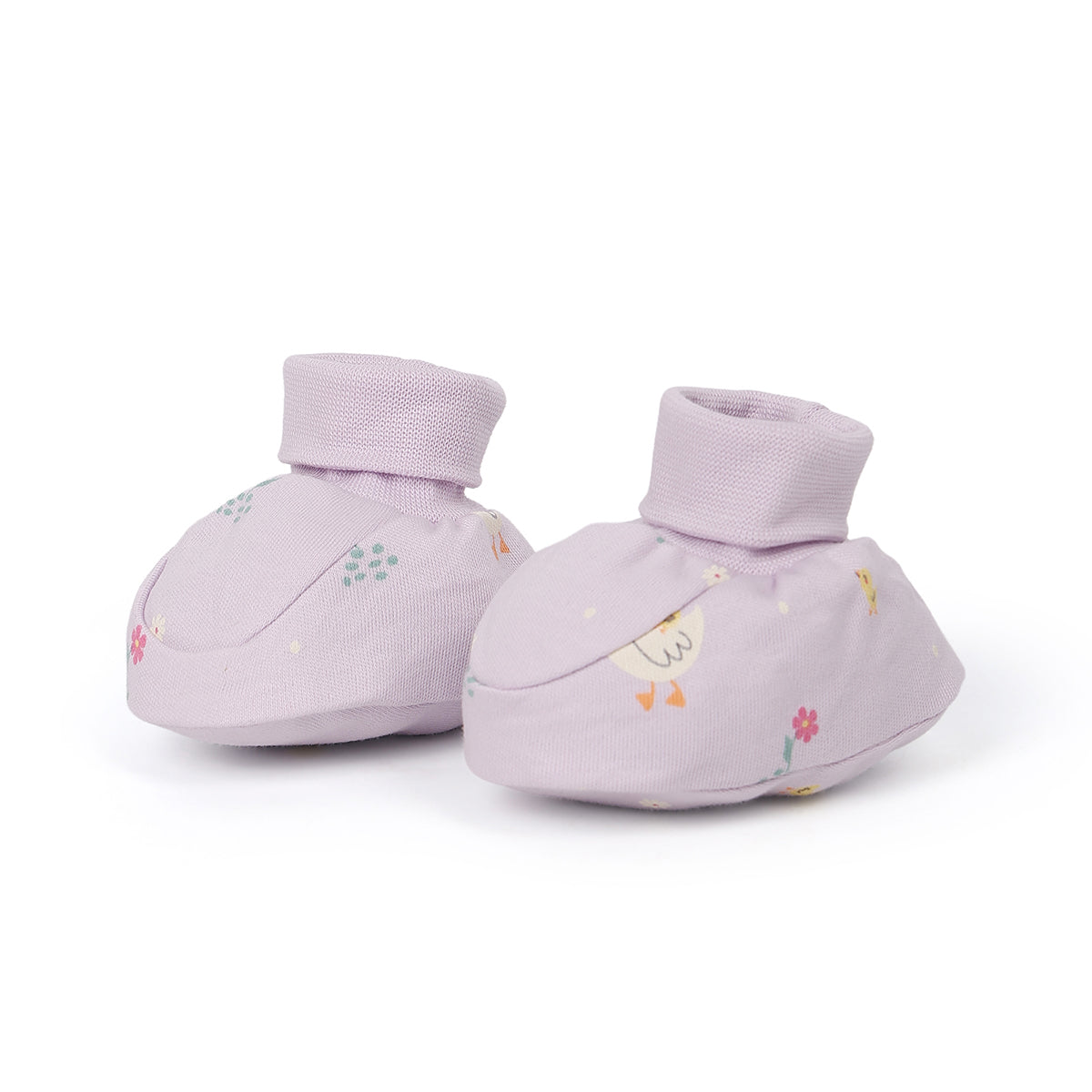 Baby Girls Floral And Swan Motif Booties Pack Of 2, Pink And Lavender