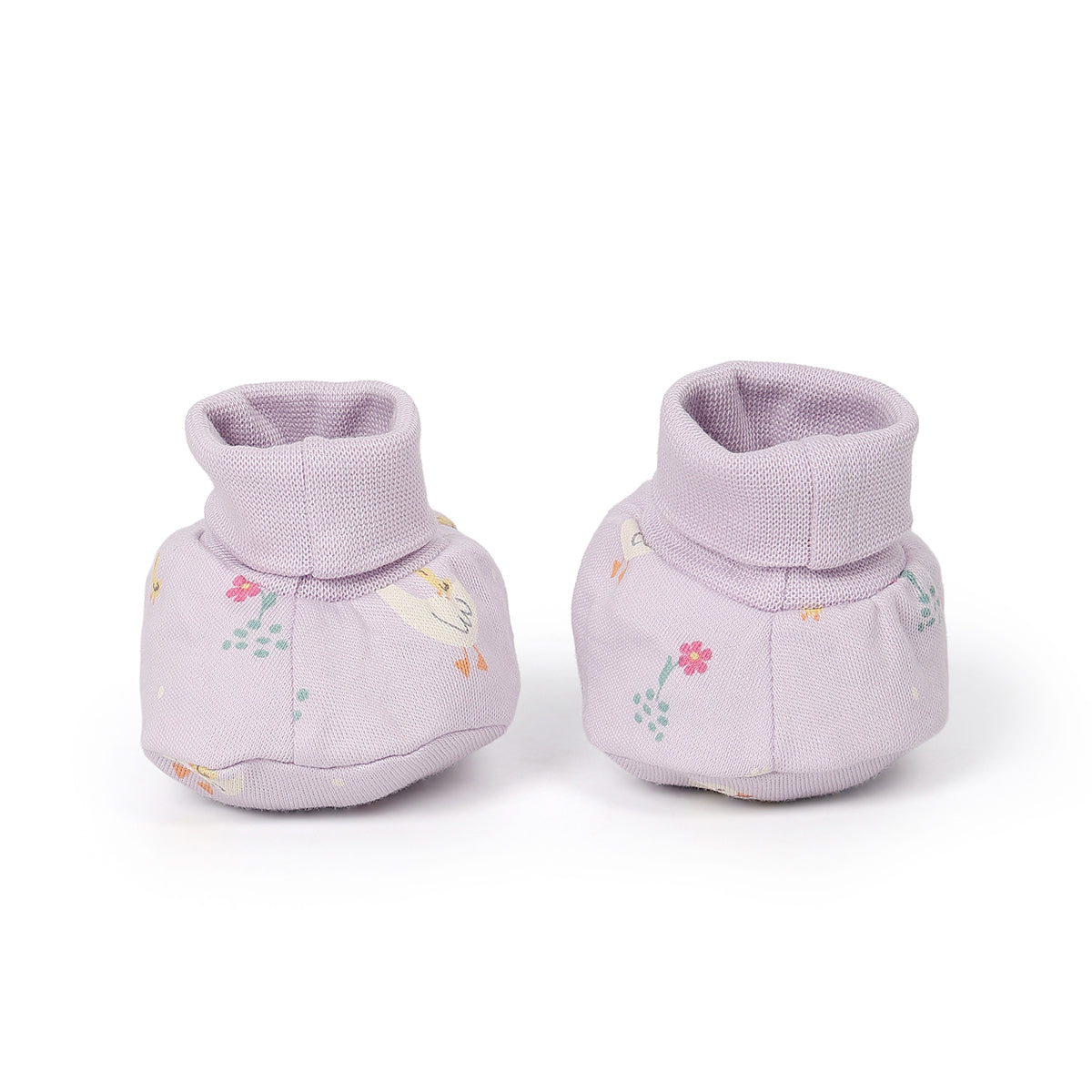 Baby Girls Floral And Swan Motif Booties Pack Of 2, Pink And Lavender