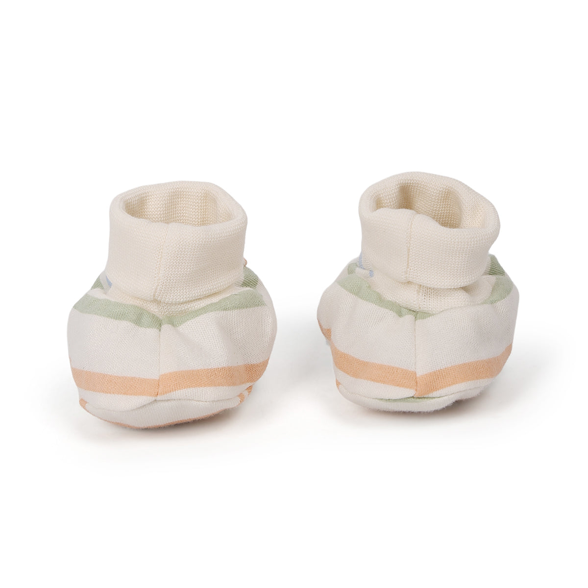 Baby Unisex Striped And Bunny Motif Booties Pack Of 2, Cream And Green