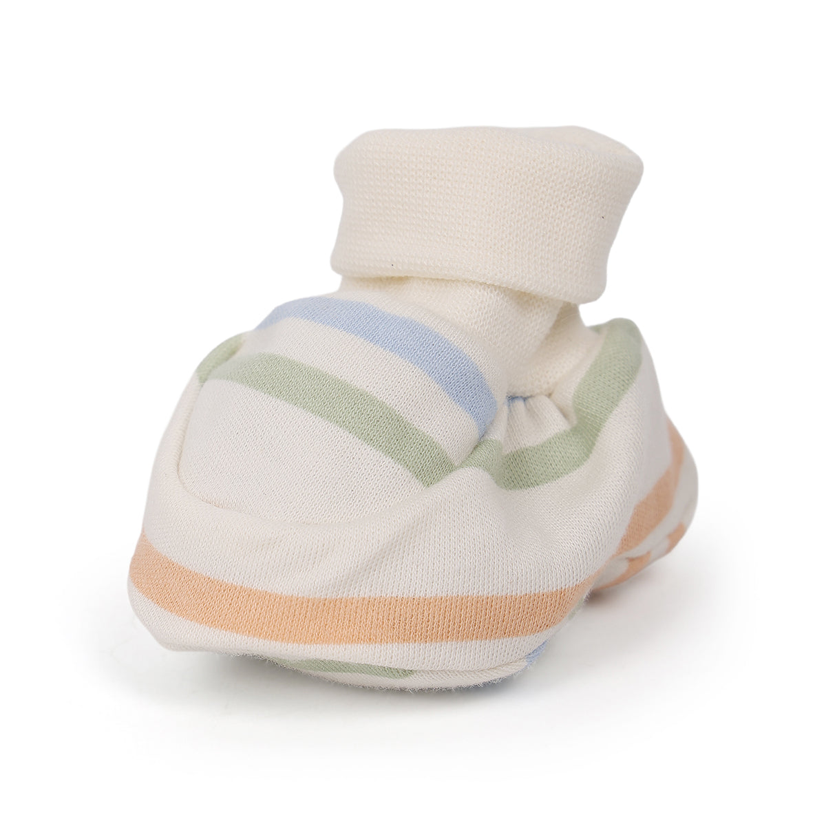 Baby Unisex Striped And Bunny Motif Booties Pack Of 2, Cream And Green