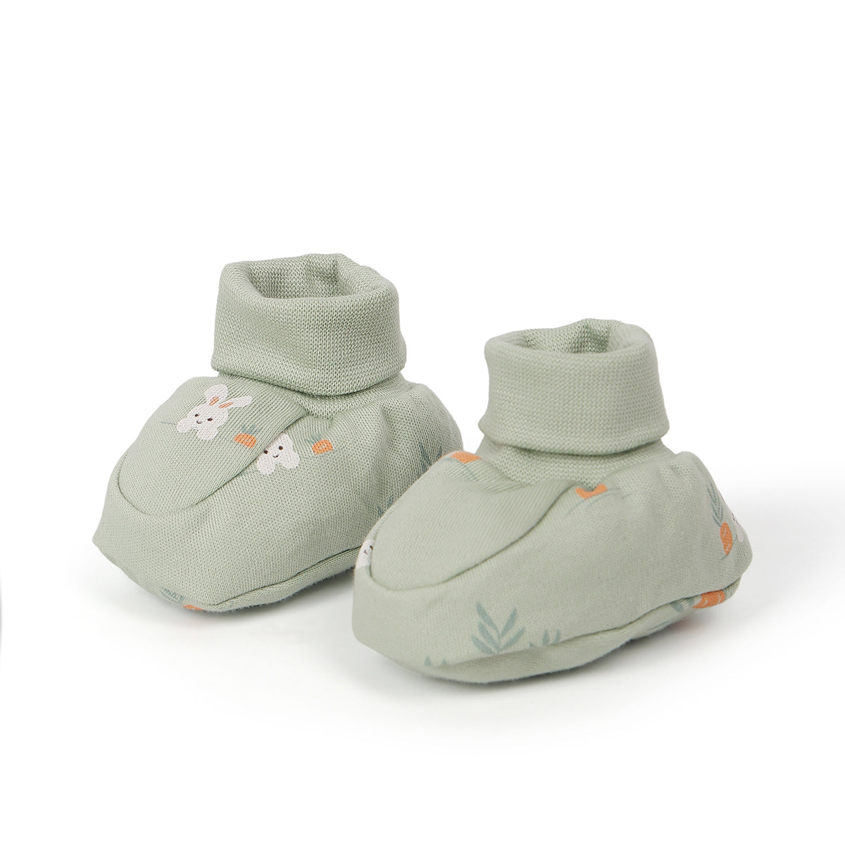 Baby Unisex Striped And Bunny Motif Booties Pack Of 2, Cream And Green