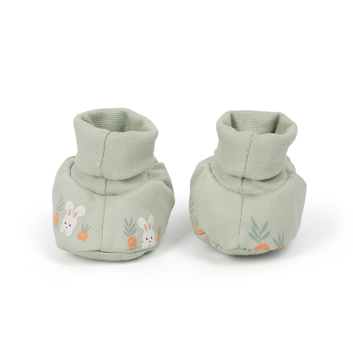 Baby Unisex Striped And Bunny Motif Booties Pack Of 2, Cream And Green