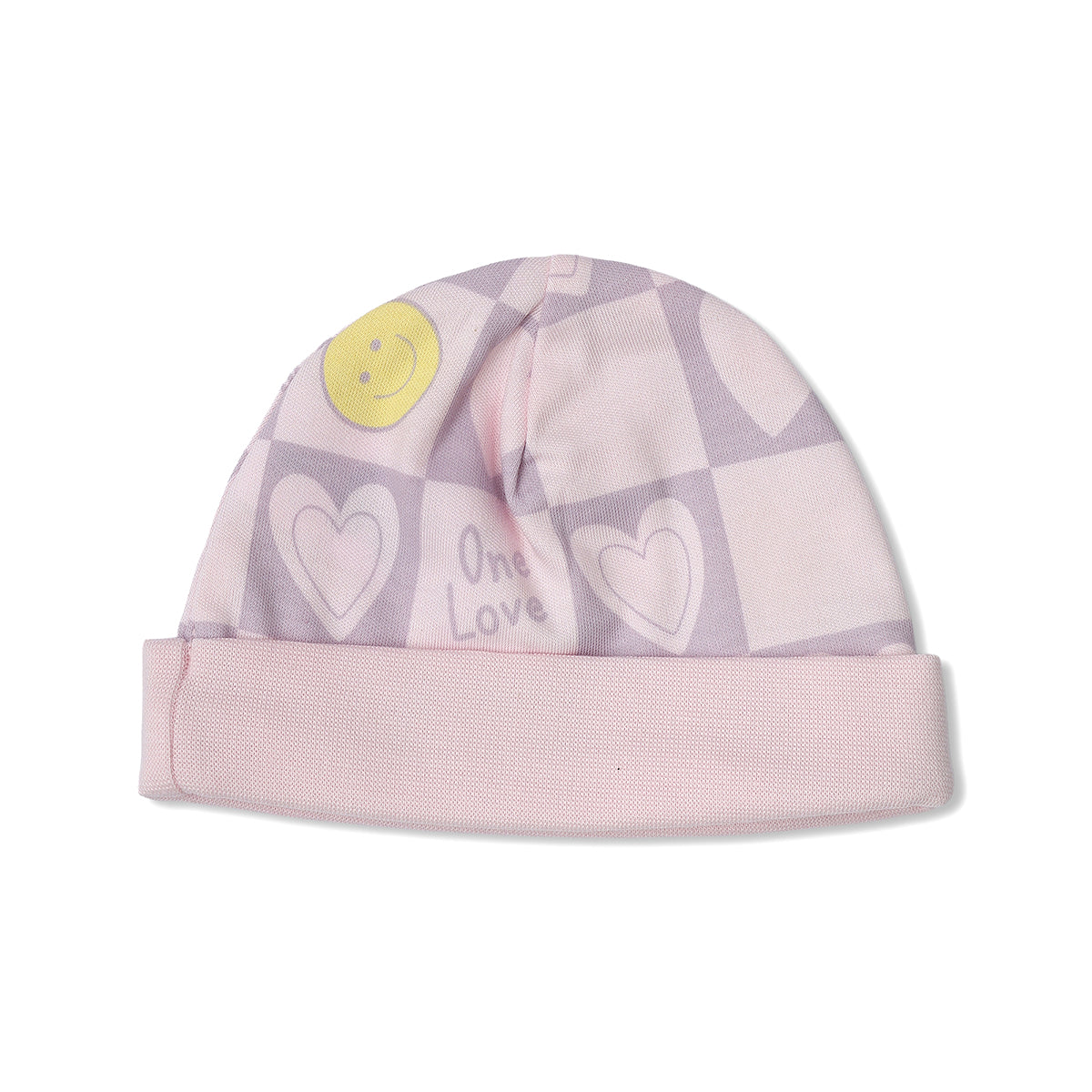 Baby Girls Cherry And Heart Print Cap Pack Of 2, Yellow And Light Purple