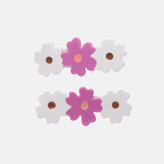 Baby Girls Pink And White Floral Hair Clips 1 Pair Casual Wear