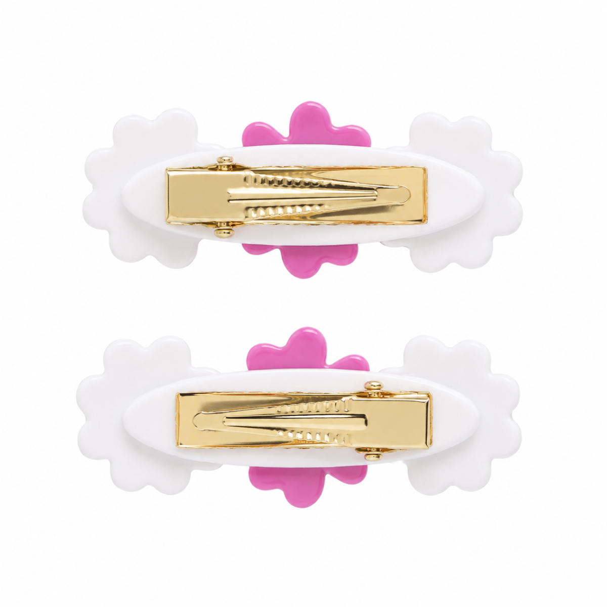 Baby Girls Pink And White Floral Hair Clips 1 Pair Casual Wear