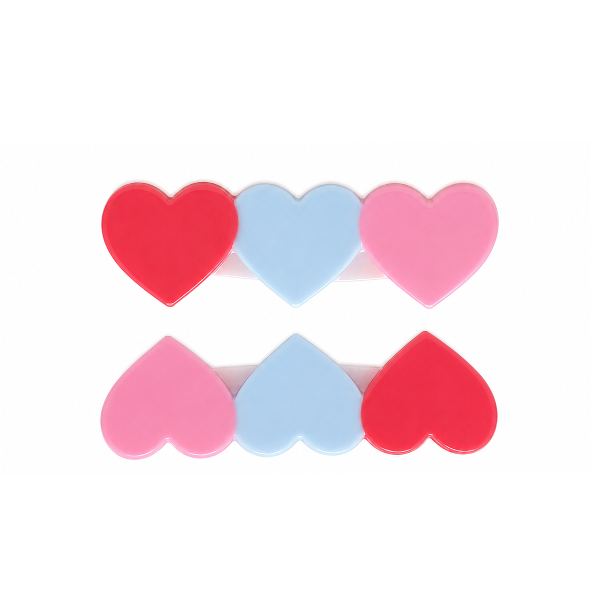 Baby Girls Red Blue And Pink Heart Hair Clips 1 Pair Casual Wear