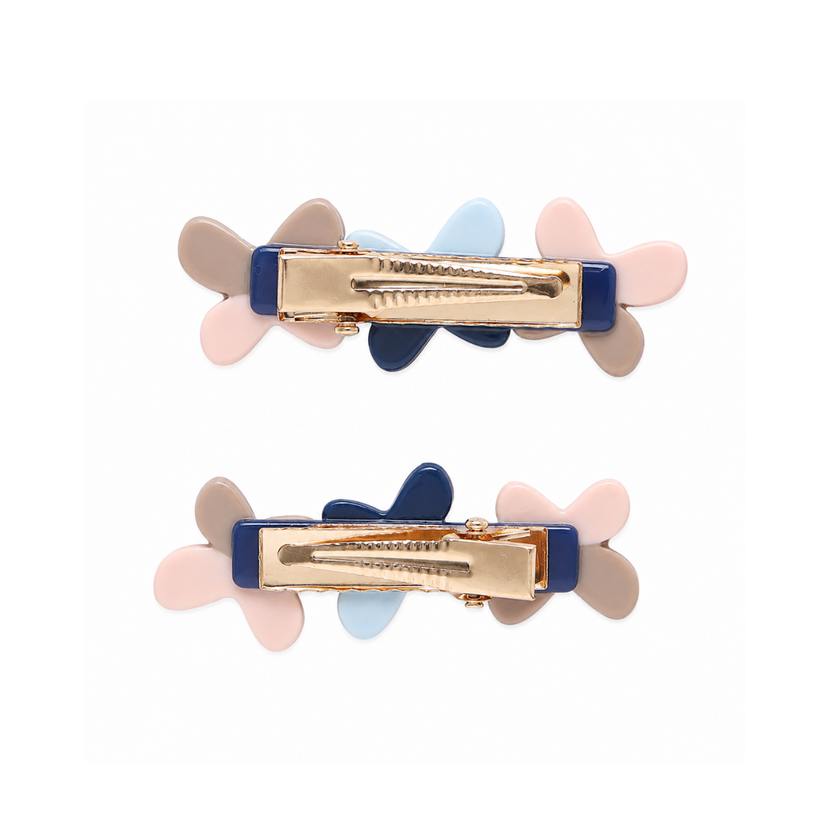 Baby Girls Pink Blue And Beige Butterfly Hair Clips 1 Pair Casual Wear