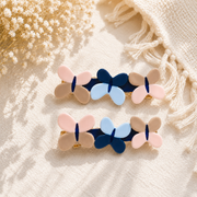 Baby Girls Pink Blue And Beige Butterfly Hair Clips 1 Pair Casual Wear