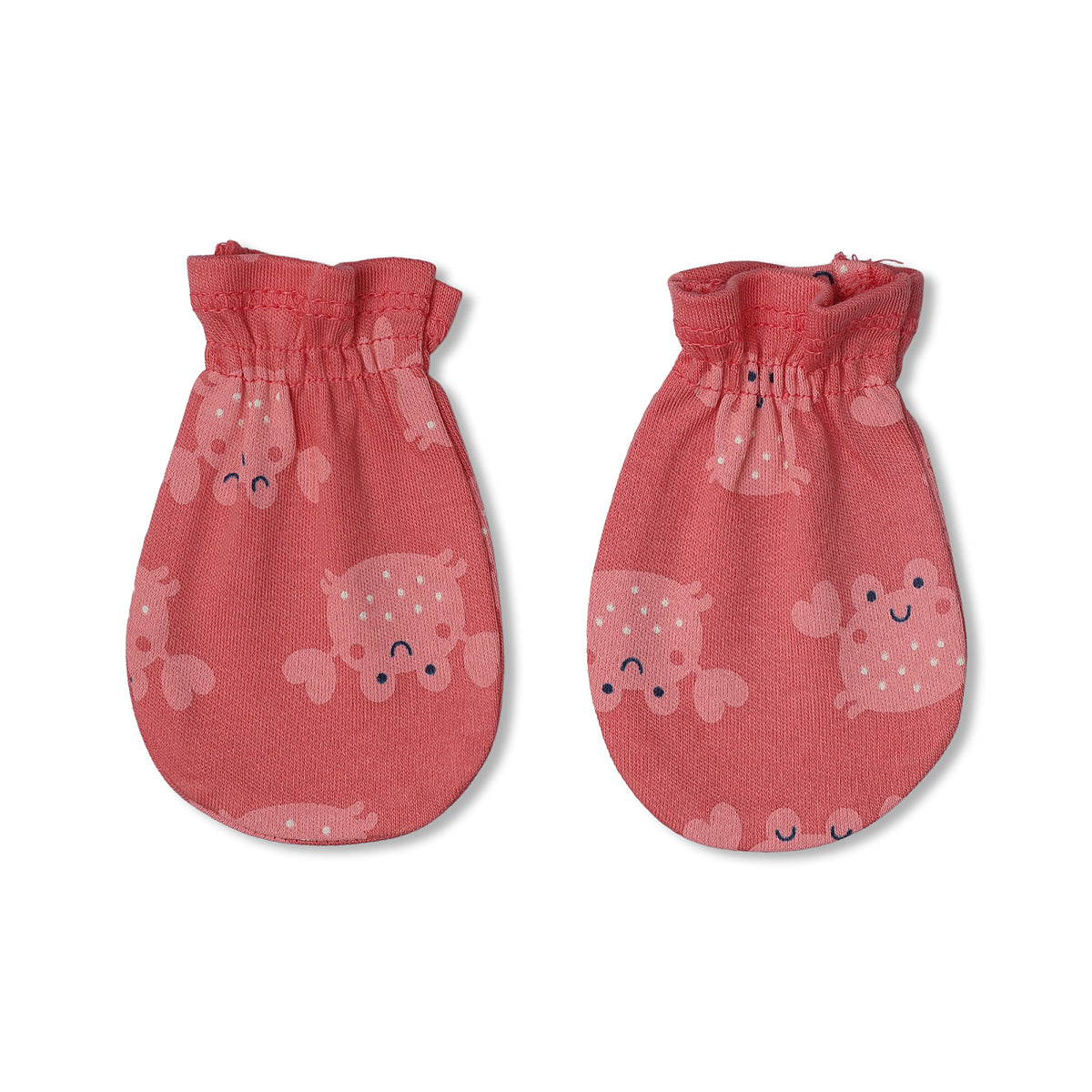 Baby Girls Sea Print And Animal Print Mittens Pack Of 2 White And Coral