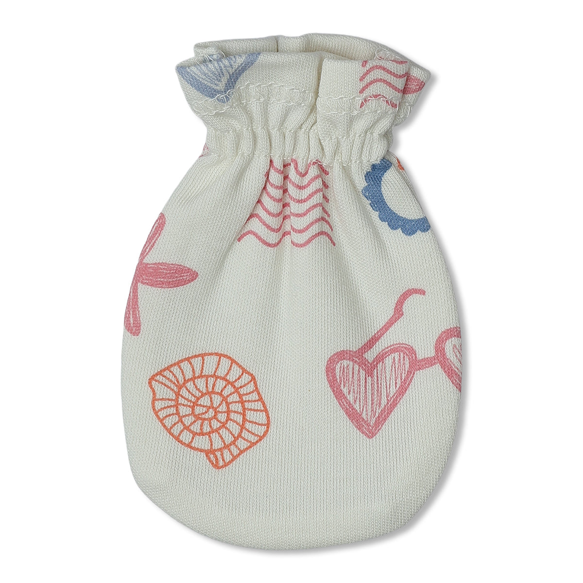 Baby Girls Sea Print And Animal Print Mittens Pack Of 2 White And Coral