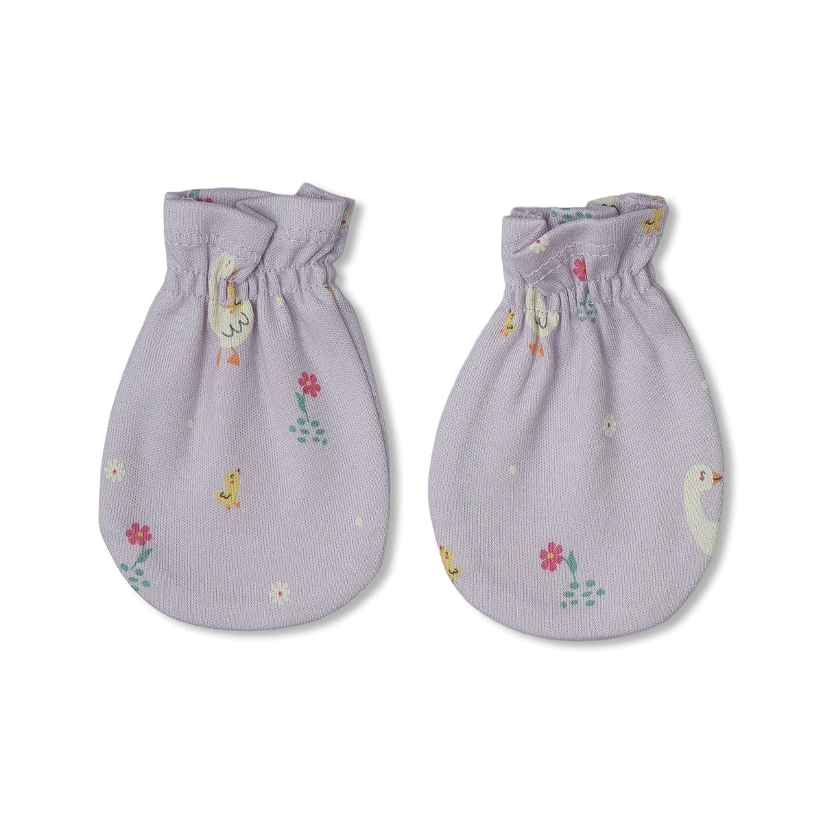 Baby Girls Bird And Floral Motif Mittens Pack Of 2, Pink And Lavender