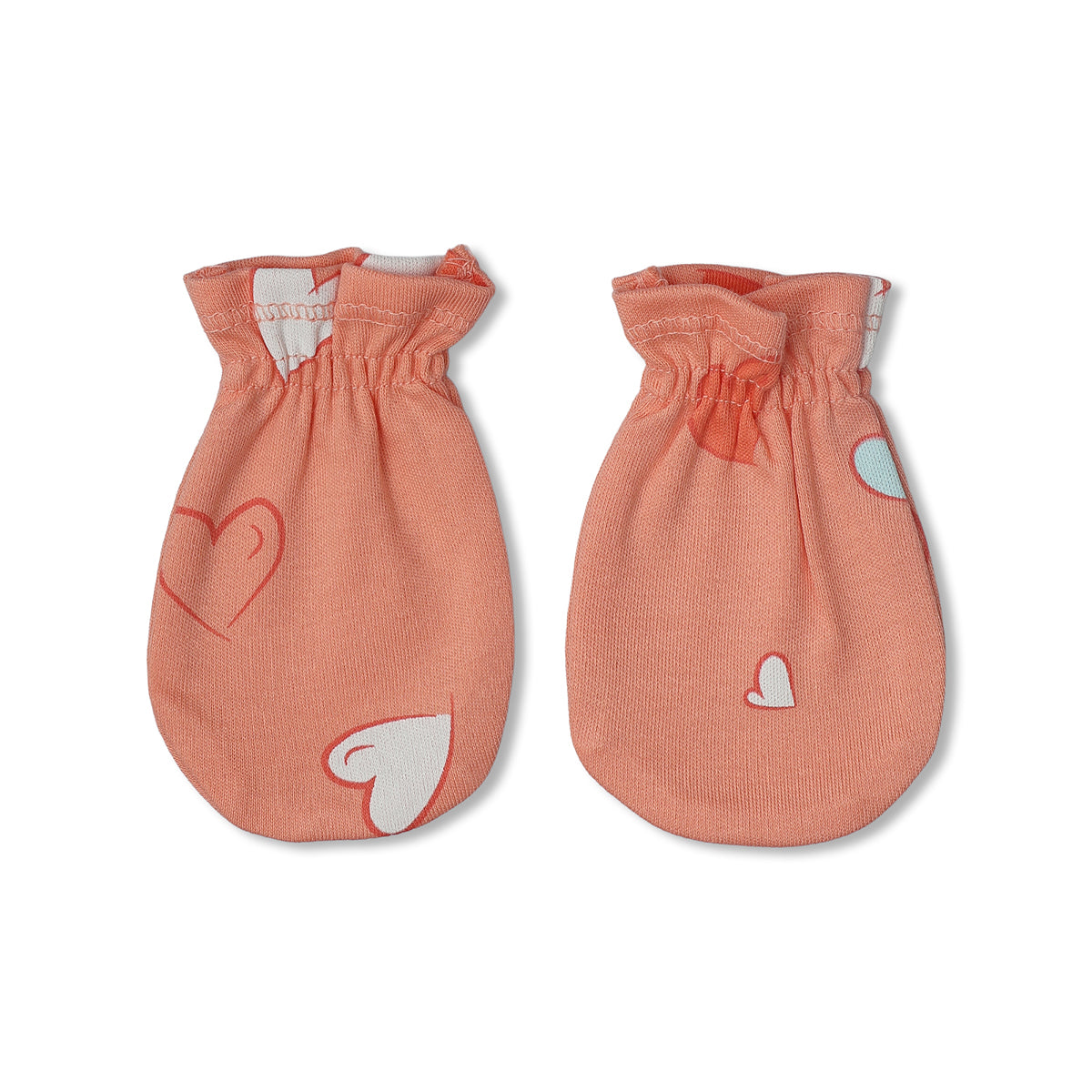 Baby Girls Heart And Butterfly Print Mittens Pack Of 2, Peach And Cream
