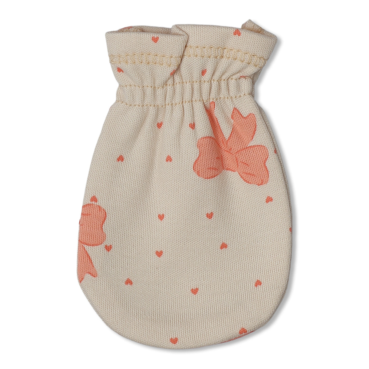 Baby Girls Heart And Butterfly Print Mittens Pack Of 2, Peach And Cream