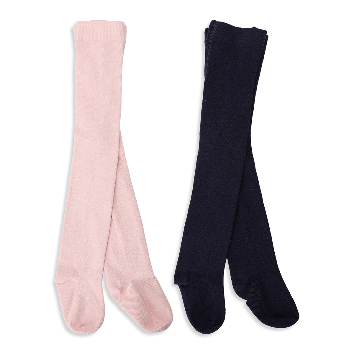 Baby Girls Pink And Navy Blue Cotton Stockings