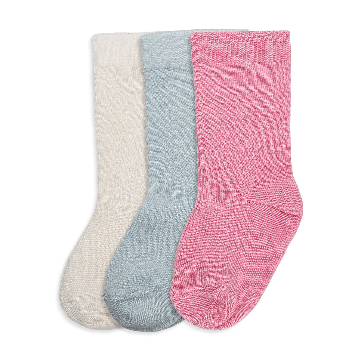 Baby Girls White Blue And Pink Cotton Socks