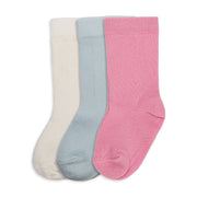 Baby Girls White Blue And Pink Cotton Socks