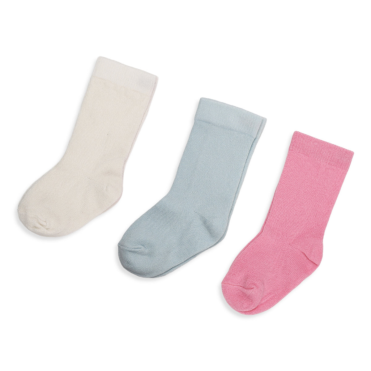 Baby Girls White Blue And Pink Cotton Socks