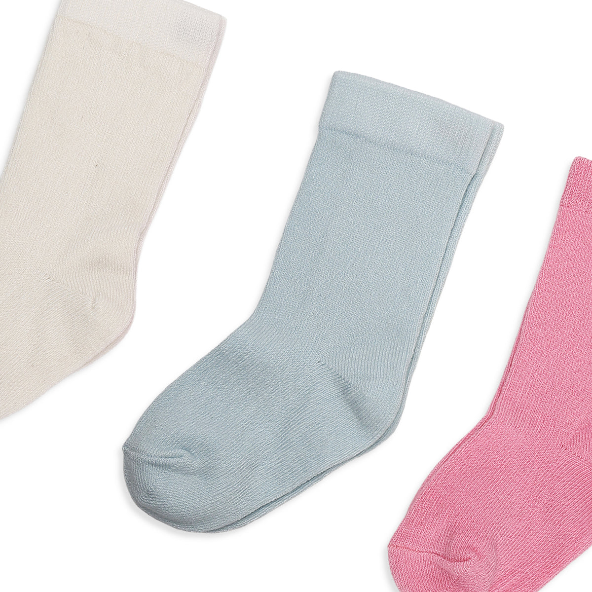 Baby Girls White Blue And Pink Cotton Socks