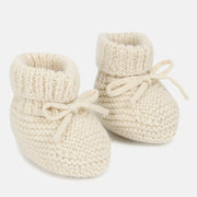 Unisex Knitted Booties - Cream