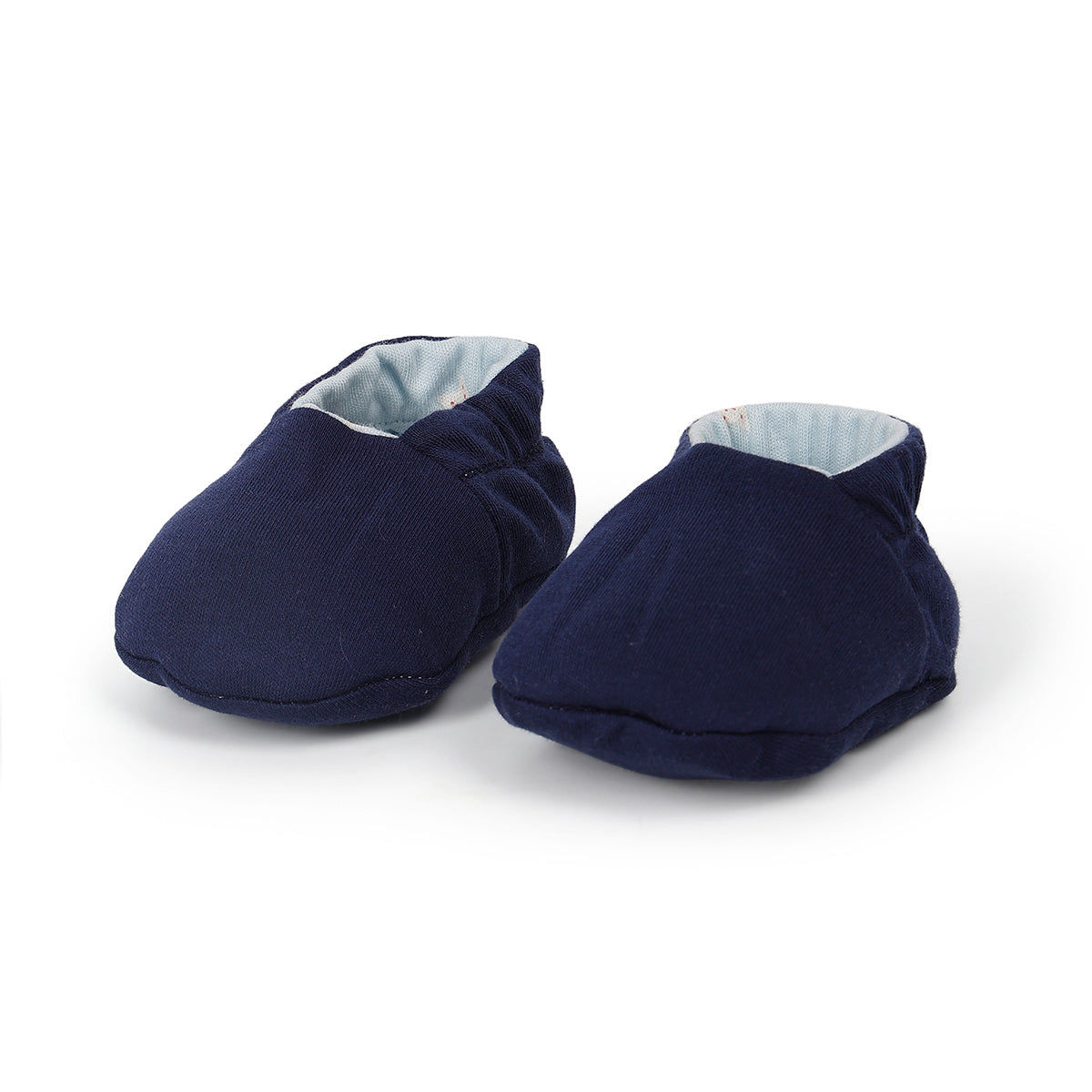 Baby Unisex Reversible Cotton Booties With Animal Print, Light Blue And Navy