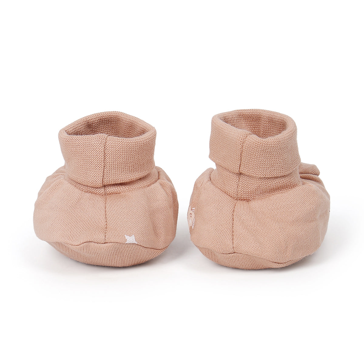 Baby Unisex Cotton Booties With All Over Print, Brown And Cream