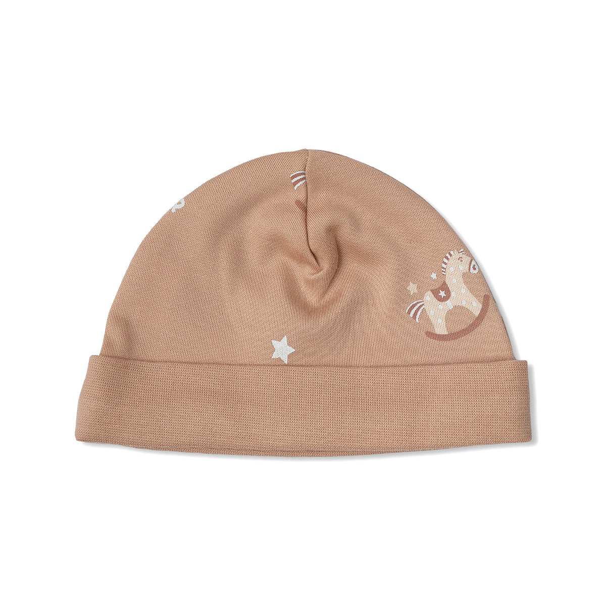 Baby Unisex Cotton Printed And Checked Cap Pack Of 2, Brown And Cream
