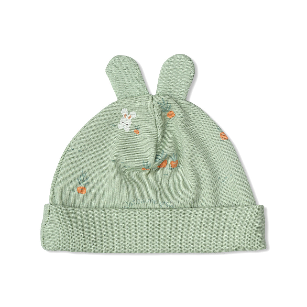 Baby Unisex Cotton Printed And Striped Cap Pack Of 2, Green And Cream