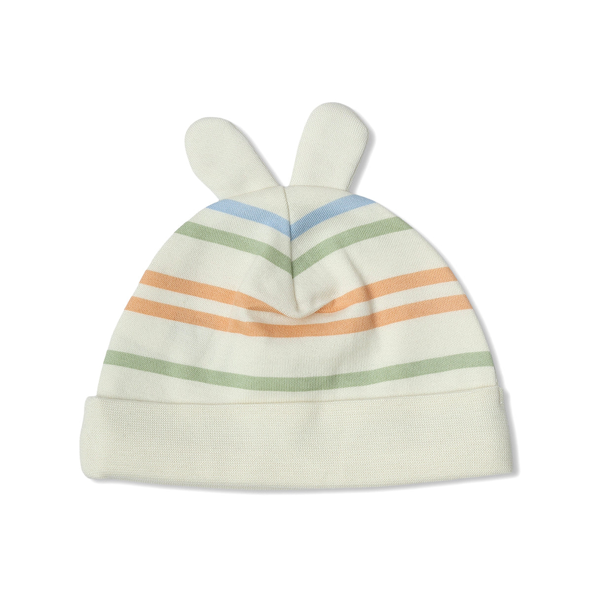 Baby Unisex Cotton Printed And Striped Cap Pack Of 2, Green And Cream