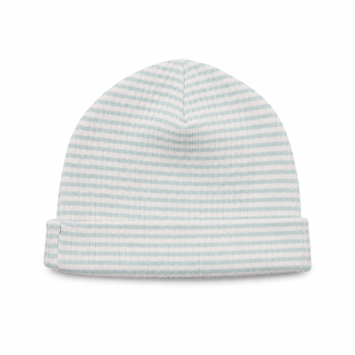 Baby Unisex White And Mint Green Cotton Animal Printed And Striped Caps Pack Of 2