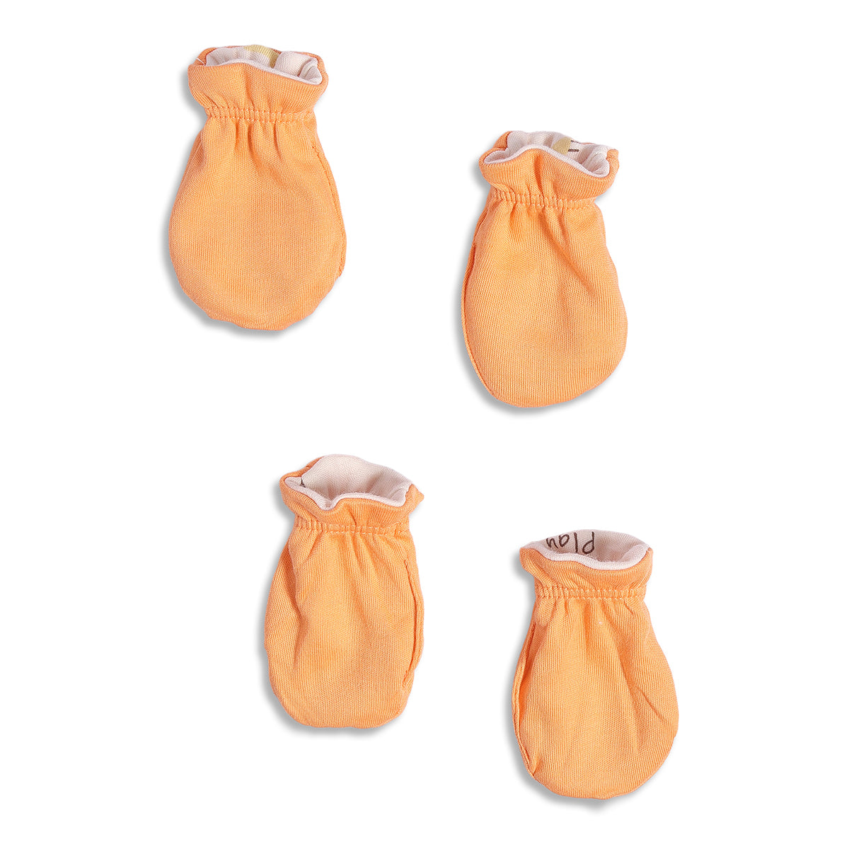 Baby Unisex Cotton Mittens Pack Of 2, Peach And Cream