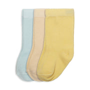 Baby Unisex Blue Beige And Yellow Cotton Socks